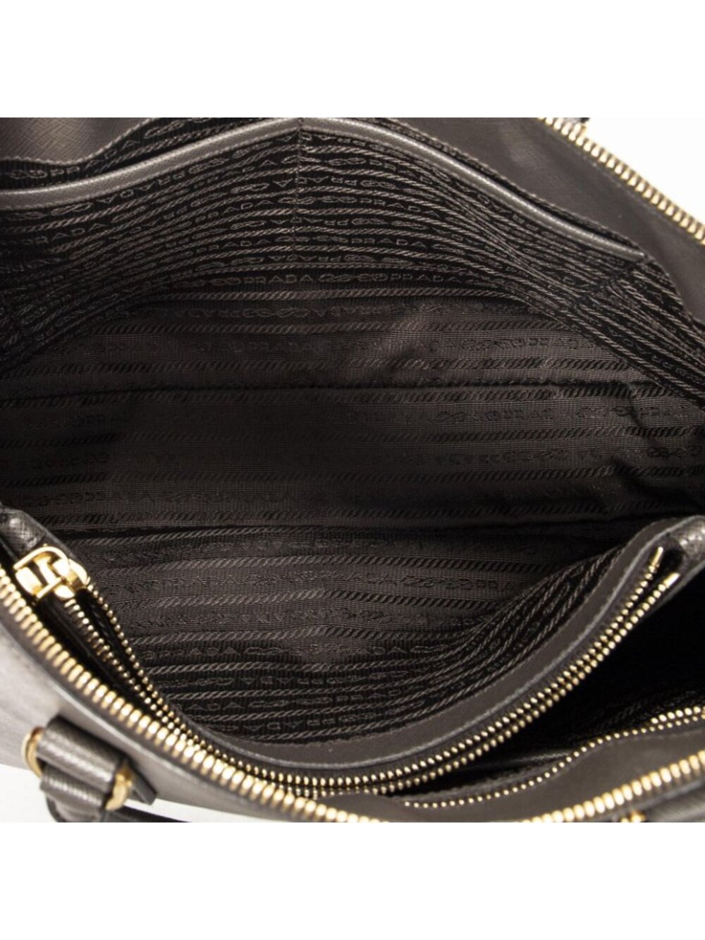 Prada Large Zip Promenade Gray Saffiano Leather Messenger - Picture 9 of 10